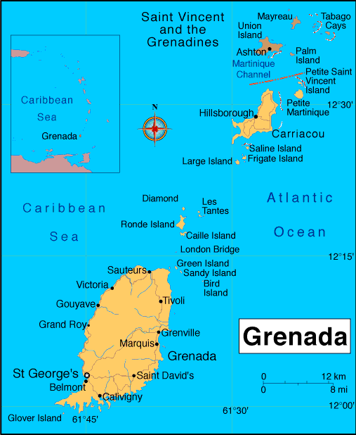 Politic Map of Grenada